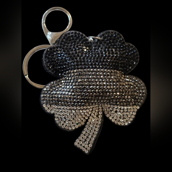 Accessories - Black Ombre Rhinestone Clover– Sparkly Bling Bag Charm And Keychain